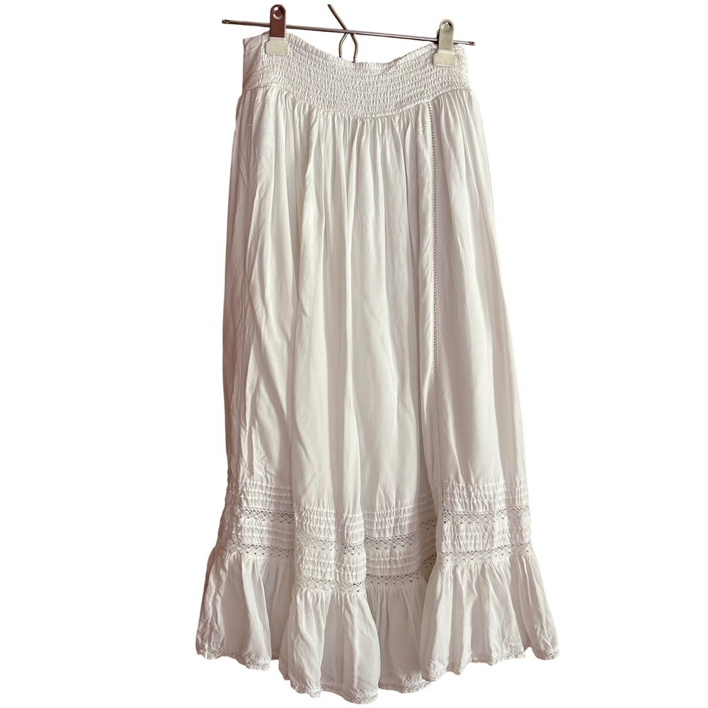 American Eagle White Boho Maxi Skirt XS, cottagecore, festival, prairie, coastal - Picture 3 of 6